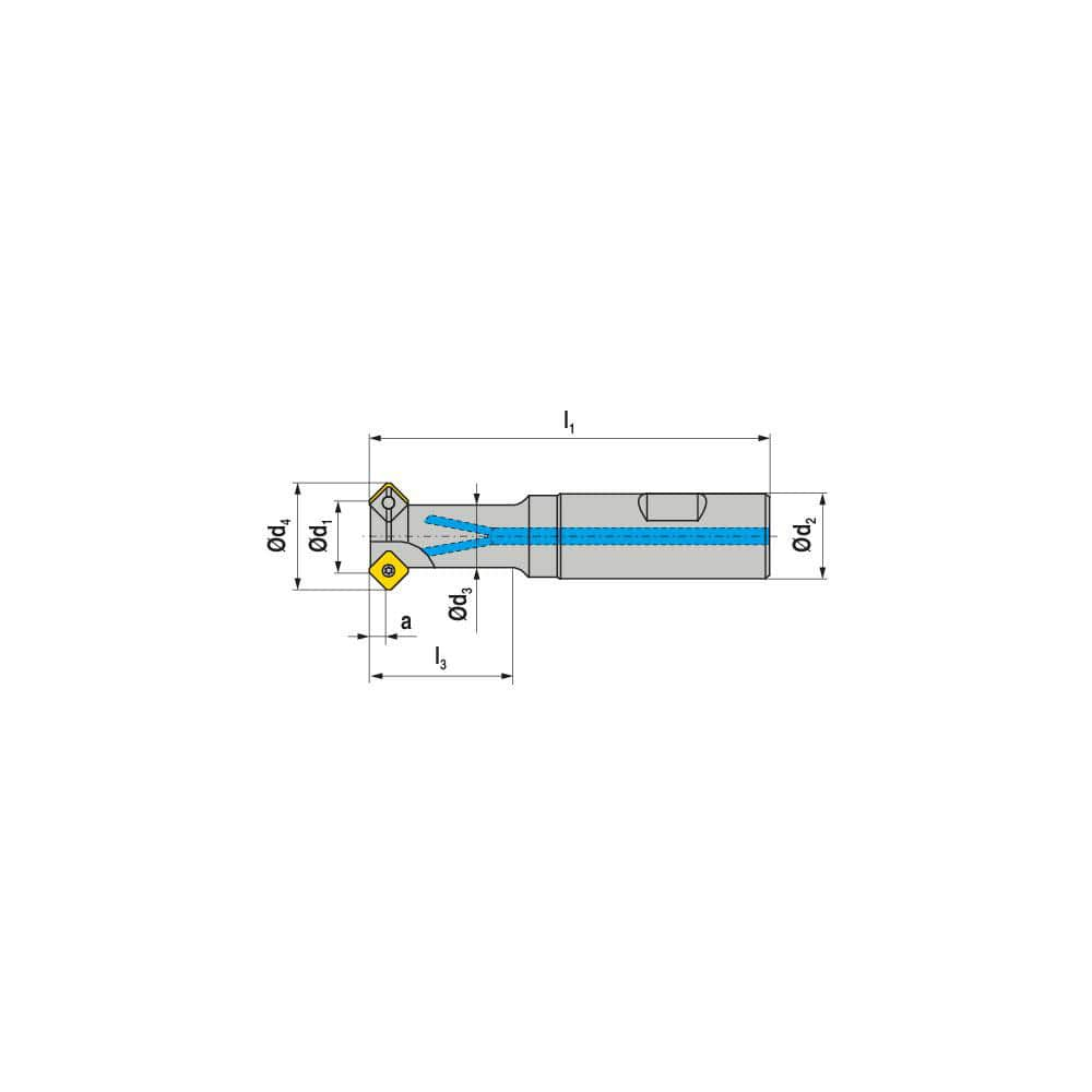 Indexable Chamfer & Angle End Mills; Minimum Cutting Diameter (Inch): 1/2; Minimum Cutting Diameter (Decimal Inch): 0.5000; Maximum Cutting Diameter (Decimal Inch): 0.8300; Lead Angle: 45; Maximum Depth of Cut (Decimal Inch): 0.1570; Compatible Insert Siz