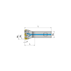 Indexable Chamfer & Angle End Mills; Minimum Cutting Diameter (Inch): 1; Minimum Cutting Diameter (Decimal Inch): 1.0000; Maximum Cutting Diameter (Decimal Inch): 1.2280; Lead Angle: 43; Maximum Depth of Cut (Decimal Inch): 0.0984; Compatible Insert Size