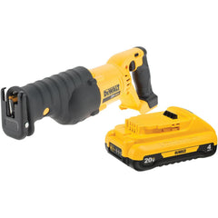 Cordless Reciprocating Saws; Voltage: 20.00; Stroke Type: Orbital; Battery Chemistry: Lithium-ion; Battery Series: 20V Max; Battery Capacity: 4 Ah; Charger Included: No; Features: (4) Position Blade Clamp, Variable Speed Trigger; Includes: 20V 4AH LI-ION