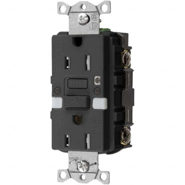 Hubbell Wiring Device-Kellems - GFCI Receptacles Grade: Commercial Color: Black - A1 Tooling