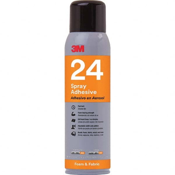 Spray Adhesive: 16 oz Aerosol Can, Orange Low Tack, 170 ° F Max Operating Temperature, High Strength Bond, Flammable