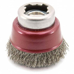 Osborn - 2-1/2" Diam 5/8-11 Threaded Arbor Stainless Steel Fill Cup Brush - A1 Tooling