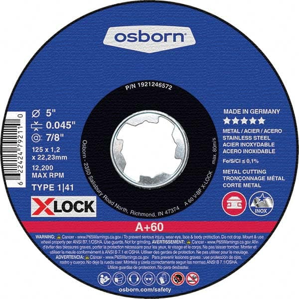 Osborn - 4-1/2 x 0.04, 7/8" Hole 60 Grit Aluminum Oxide Cutoff Wheel - A1 Tooling