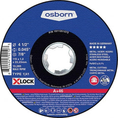 Osborn - 4-1/2 x 0.045, 7/8" Hole 46 Grit Aluminum Oxide Cutoff Wheel - A1 Tooling