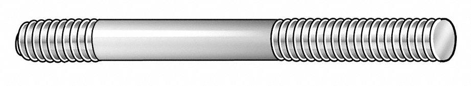 Double-End Threaded Stud, Steel, Black Oxide, 1/2"-13 Thread Size A, 1-1/2" Length - A1 Tooling