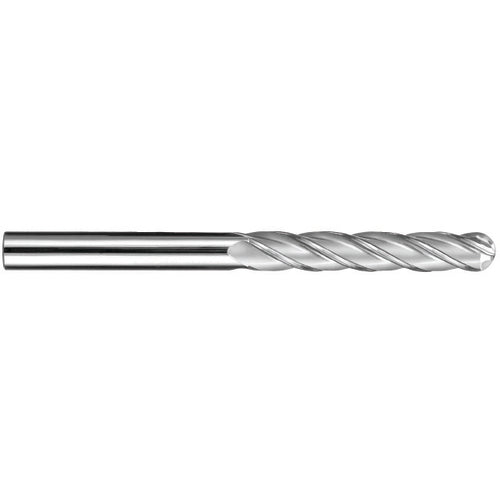 7/16″ Dia. × 7/16″ Shank × 3″ DOC × 6″ OAL, Carbide TiN, Spiral , 4 Flute, 30° Helix, Ballnose End Mill - Exact Industrial Supply