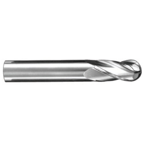 ‎1/16″ Dia. × 1/8″ Shank × 3/16″ DOC × 1-1/2″ OAL, Carbide Diamond, Spiral , 4 Flute, 30° Helix, Ballnose End Mill - Exact Industrial Supply