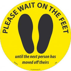 NMC - "Please Wait on the Feet Until the Next Person Has Moved Off Theirs" Adhesive-Backed Floor Sign - A1 Tooling