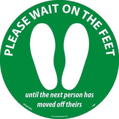 NMC - "Please Wait on the Feet Until the Next Person Has Moved Off Theirs" Adhesive-Backed Floor Sign - A1 Tooling