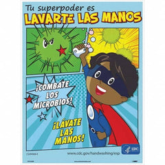 NMC - "Combate Los Microbios! L\xE1vate Las Manos!", 24" High x 18" Wide, Paper Safety Sign - A1 Tooling