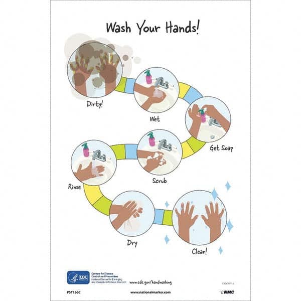 NMC - "Wash Your Hands!", 18" High x 12" Wide, Vinyl Safety Sign - A1 Tooling