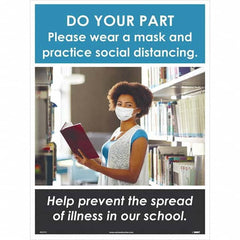 NMC - "Please Wear a Mask and Practice Social Distancing", 24" High x 18" Wide, Paper Safety Sign - A1 Tooling