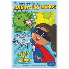 NMC - "Combate Los Microbios! L\xE1vate Las Manos!", 18" High x 12" Wide, Vinyl Safety Sign - A1 Tooling