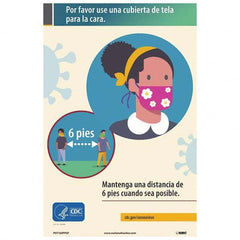 NMC - "Mantenga Una Distancia De 6 Pies Cuando Sea Posible", 18" High x 12" Wide, Paper Safety Sign - A1 Tooling