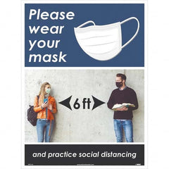 NMC - "Please Wear Your Mask and Practice Social Distancing", 24" High x 18" Wide, Paper Safety Sign - A1 Tooling