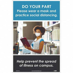 NMC - "Please Wear a Mask and Practice Social Distancing", 18" High x 12" Wide, Vinyl Safety Sign - A1 Tooling