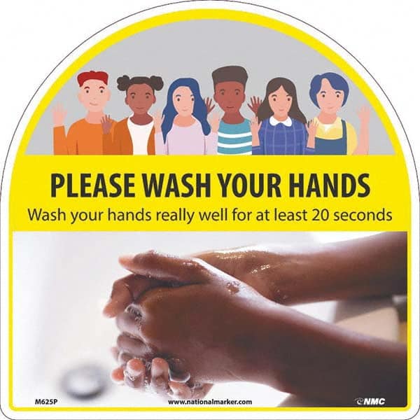 NMC - "Please Wash Your Hands", 12" High x 12" Wide, Pressure-Sensitive Vinyl Safety Sign - A1 Tooling