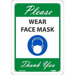 NMC - "Please Wear Face Mask Thank You", 10" High x 7" Wide, Rigid Plastic Safety Sign - A1 Tooling