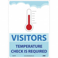 NMC - "Visitors Temperature Check is Required", 14" High x 10" Wide, Pressure-Sensitive Vinyl Safety Sign - A1 Tooling