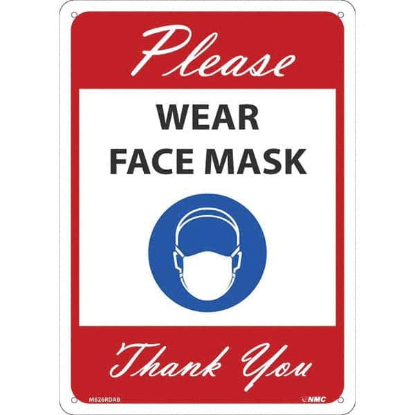 NMC - "Please Wear Face Mask Thank You", 14" High x 10" Wide, Aluminum Safety Sign - A1 Tooling