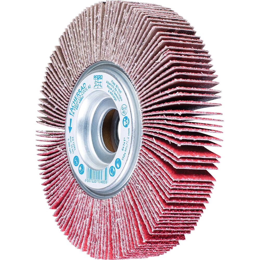 PFERD - Unmounted Flap Wheels; Abrasive Type: Coated ; Outside Diameter (Inch): 6 ; Face Width (Inch): 1 ; Center Hole Size (Inch): 1 ; Abrasive Material: Ceramic Oxide ; Grit: 40 - Exact Industrial Supply