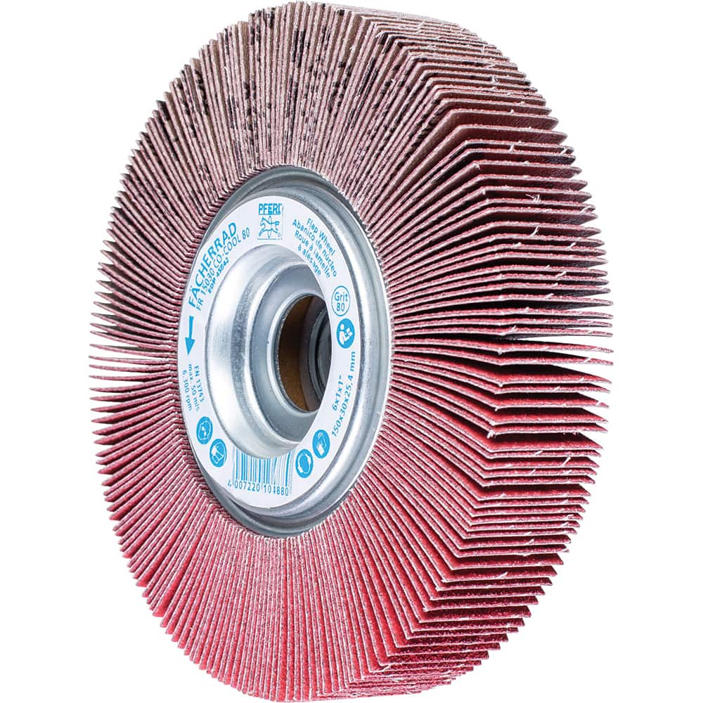 PFERD - Unmounted Flap Wheels; Abrasive Type: Coated ; Outside Diameter (Inch): 6 ; Face Width (Inch): 1 ; Center Hole Size (Inch): 1 ; Abrasive Material: Ceramic Oxide ; Grit: 80 - Exact Industrial Supply