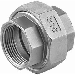 Guardian Worldwide - Stainless Steel Pipe Fittings; Type: Union ; Fitting Size: 2 ; End Connections: FNPT x FNPT ; Material Grade: 316 ; Pressure Rating (psi): 150 ; Length (Inch): 2.55 - Exact Industrial Supply