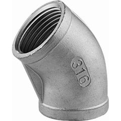 Guardian Worldwide - Stainless Steel Pipe Fittings; Type: 45? Elbow ; Fitting Size: 2 ; End Connections: FNPT x FNPT ; Material Grade: 316 ; Pressure Rating (psi): 150 - Exact Industrial Supply