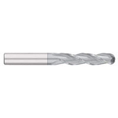 Ball End Mill: 0.875″ Dia, 3″ LOC, 3 Flute, Solid Carbide 6″ OAL, 7/8″ Shank Dia, 30 ° Helix, TiCN Coated, Single End