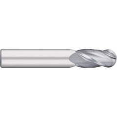 Ball End Mill: 0.9843″ Dia, 1.4961″ LOC, 4 Flute, Solid Carbide 100 mm OAL, 25 mm Shank Dia, 30 ° Helix, Uncoated, Single End