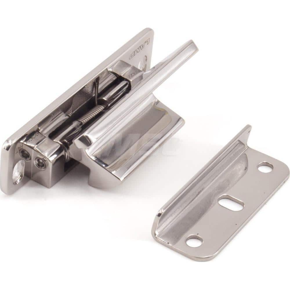 Latches; Type: Lever Latch; Length (mm): 66.00; Width (mm): 28.00; Height (mm): 26.0000; Finish/Coating: Mirror; Distance Between Mounting Hole Centers: 56; Minimum Order Quantity: SCS14 Stainless Steel; Material: SCS14 Stainless Steel; Description: Weigh