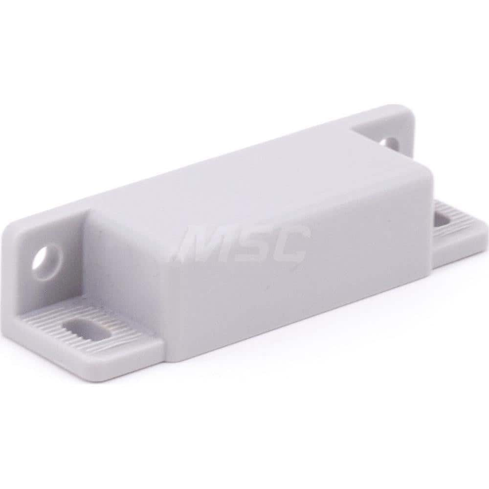 Catches; Type: Sealed Magnetic Catch; Length (mm): 63.00; Height (mm): 14.0000; Width (mm): 19.00; Finish/Coating: Light Gray; Magnetic Force: 3.3; Minimum Order Quantity: Polyacetal; Material: Polyacetal; Color: Light Gray; Material: Polyacetal