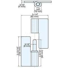 Residential Hinges; Type: Weld-On Lift-Off Hinge; Width (Inch): 3-15/64; Additional Information: Knuckles: 2; Hand: Right; Finish/Coating: Mirror; Minimum Order Quantity: 304 Stainless Steel; Material: 304 Stainless Steel; Pin Type: Non-removable; Materia