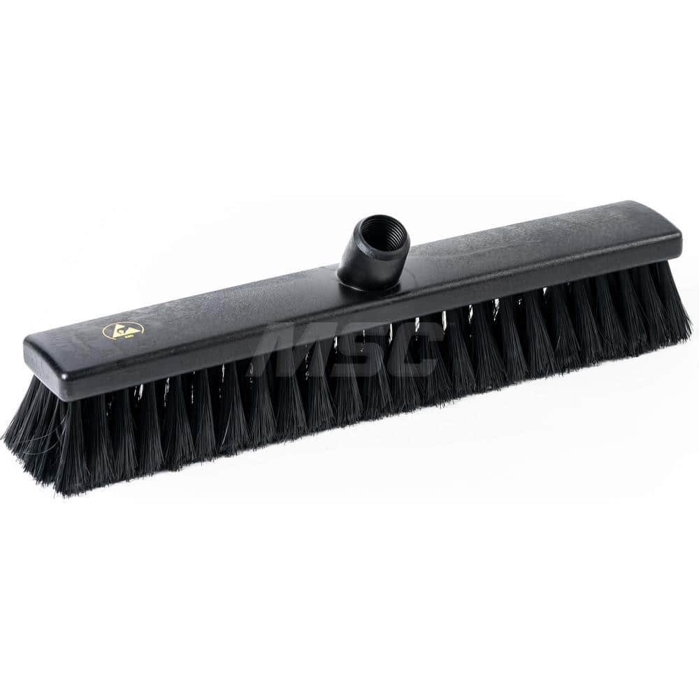 Push Broom: Nylon Bristle 2-11/64″ Bristle Length, Polypropylene Block, European Threaded Handle Connection