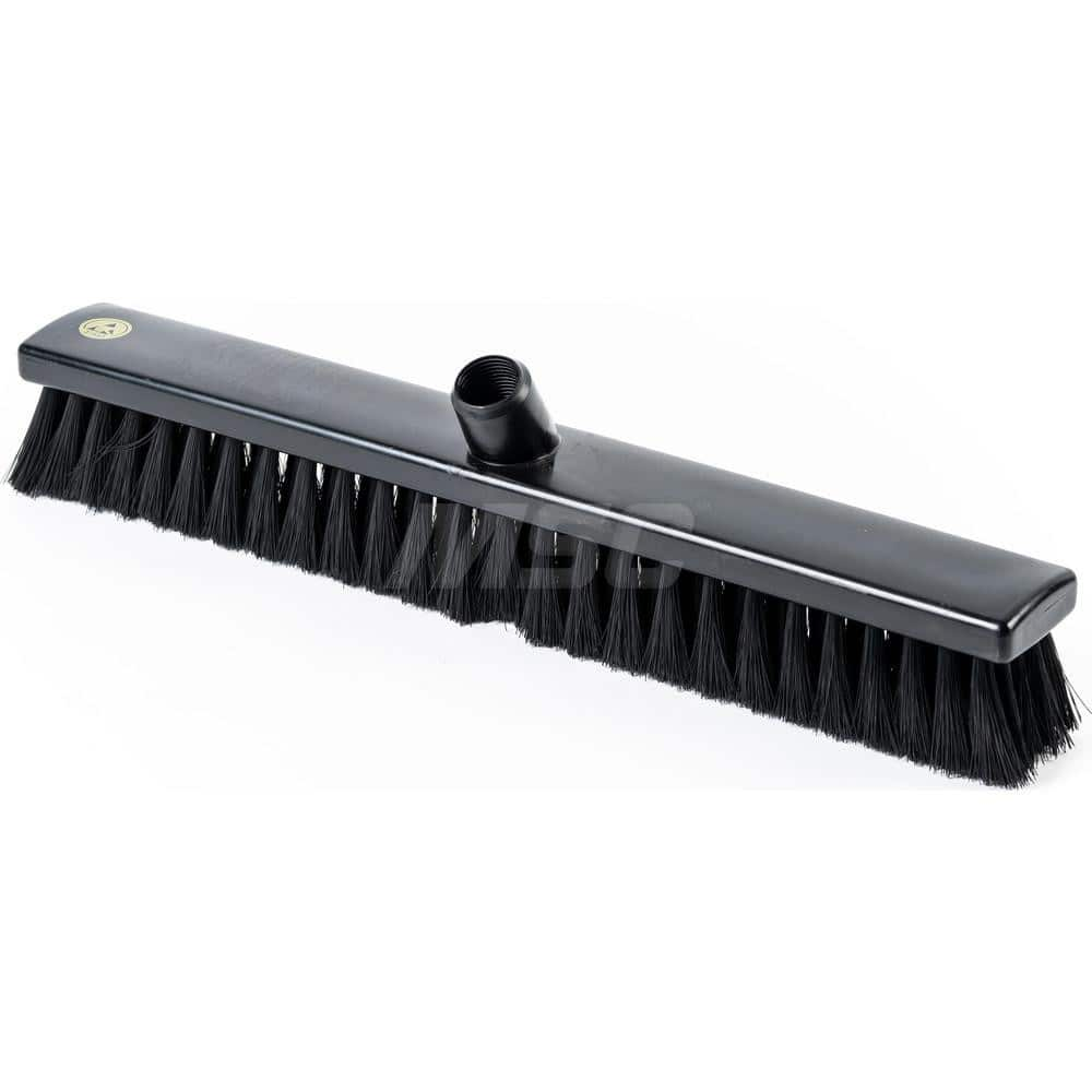 Push Broom: Nylon Bristle 2-11/64″ Bristle Length, Polypropylene Block, European Threaded Handle Connection