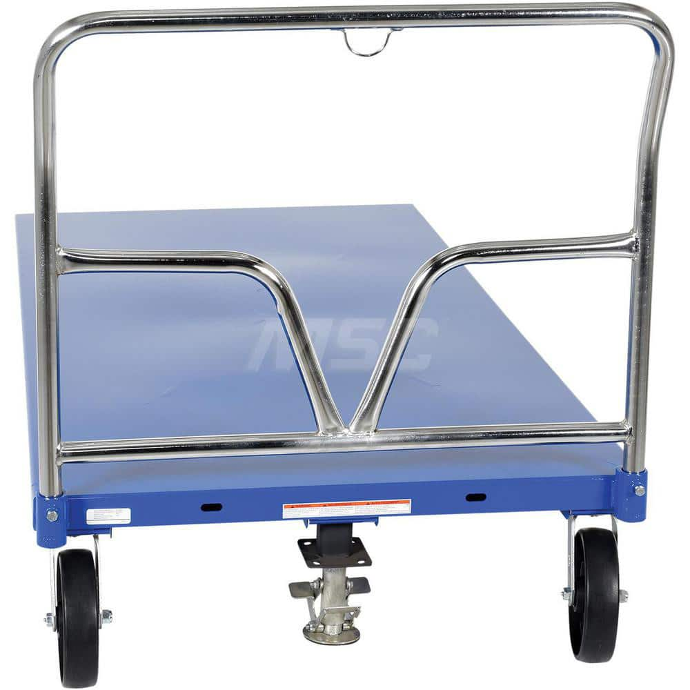 Platform Truck: 3,600 lb Capacity, Steel Platform, 48″ Platform Length, 11-11/16″ Platform Height 8 x 2″ Rigid & Swivel Glass Filled Nylon Casters