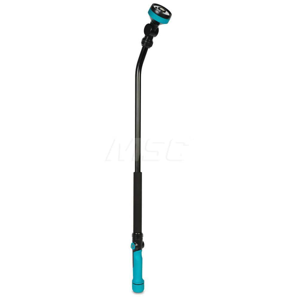 Garden Hose Spray Nozzles; Type: Pre-Set Watering Wand; Style: Thumb Control; Material: Plastic; Metal; Color: Aqua; Thread Size (Inch): 3/4; Description: 5-Pattern Extended Pre-Set Watering Wand with Swivel Connect; Description: 5-Pattern Extended Pre-Se