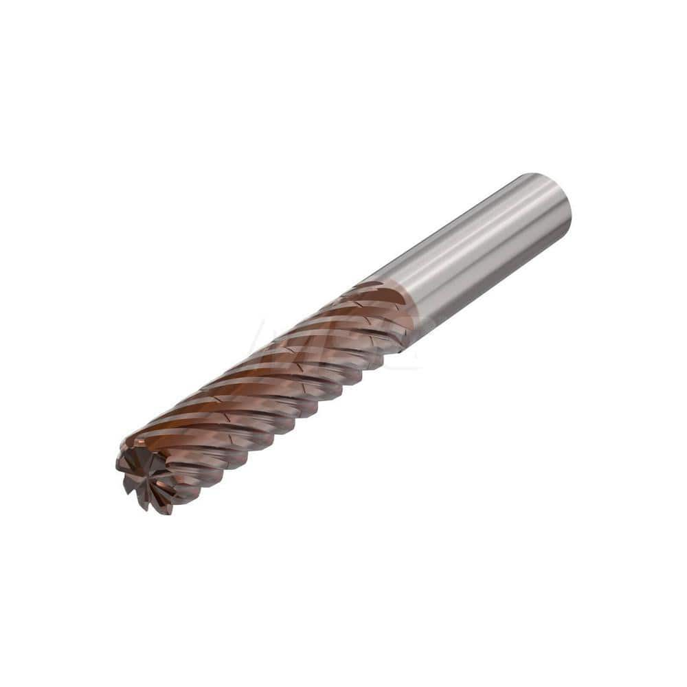 Corner Radius End Mill: 0.9843″ Dia, 9 Flutes, Solid Carbide 38 ° Helix, HXT Coated, Corner Radius End, Series JS720