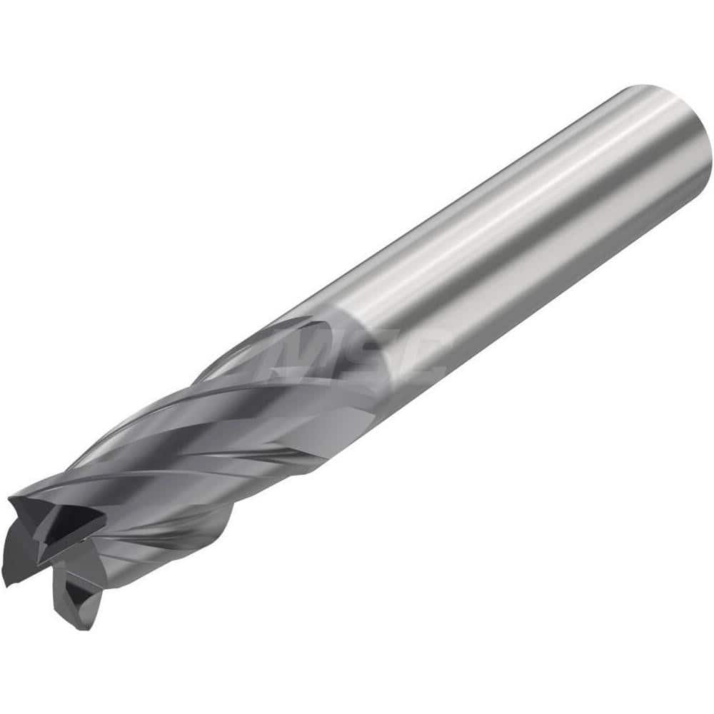 Corner Radius End Mill: 0.9843″ Dia, 4 Flutes, Solid Carbide 35 ° Helix, SIRON-A Coated, Corner Chamfer End, Series JSE514