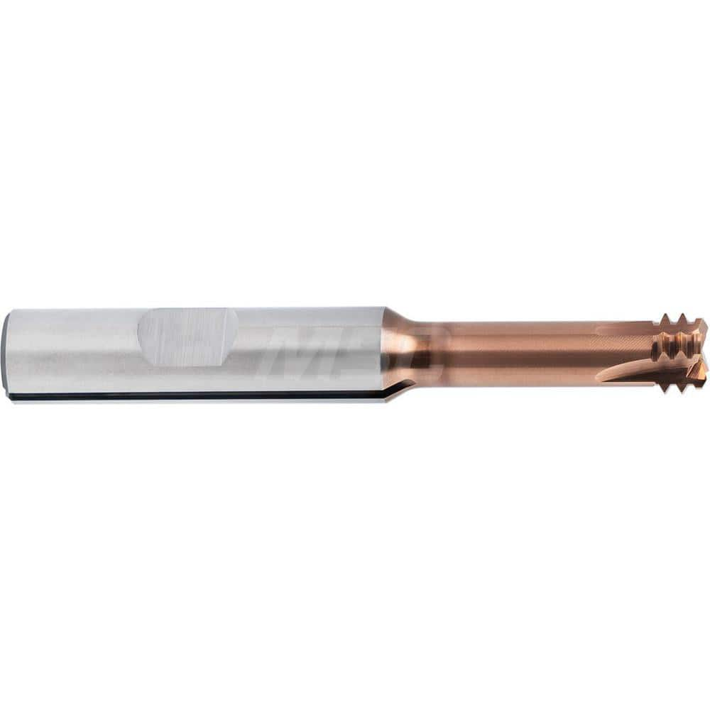 Helical Flute Thread Mill: Internal, 4 Flute, Solid Carbide 0.1496″ Cut Dia, TiSiN Coated