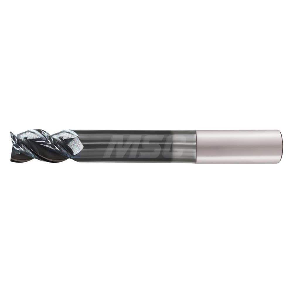 Corner Radius End Mill: 3/4″ Dia, 1-1/2″ LOC, 0.09″ Radius, 3 Flutes, Solid Carbide 6″ OAL, 3/4″ Shank Dia, 45 ° Helix, DLC Coated, Corner Radius End, Centercutting, Series Flash Solid