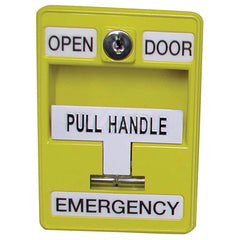 Pushbutton Control Stations; Control Station Type: Emergency Pull Station; Number of Operators: 1; Legend Markings: Pull Start; Switch Action: SPDT; Contact Configuration: SPDT; Operator Type: Handle; Color: Yellow; Overall Height (mm): 5; Overall Width (