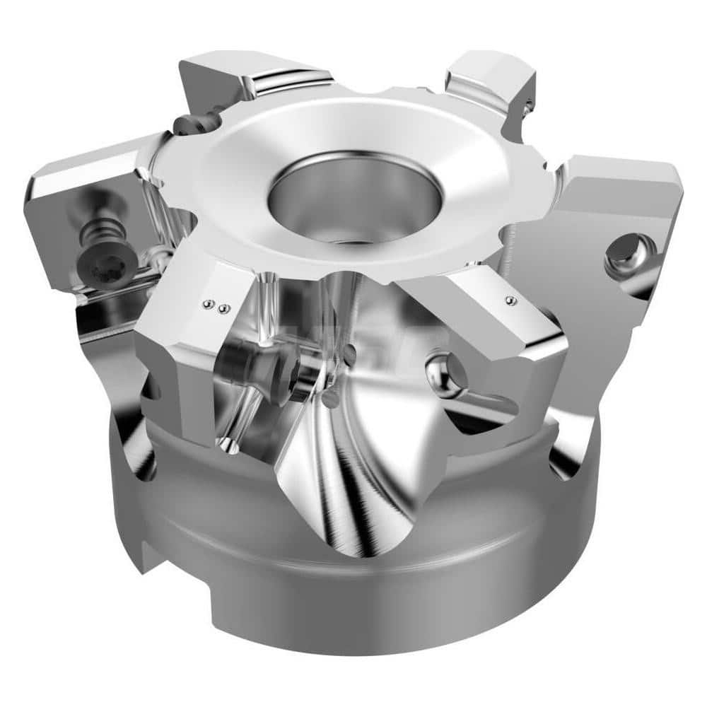 Indexable High-Feed Face Mills; Minimum Cutting Diameter: 1.8500 in; Maximum Cutting Diameter: 3.0000 in; Maximum Depth Of Cut: 0.0980 in; Arbor Hole Diameter (mm): 1.00; Compatible Insert Size Code: SPKT180630; Maximum Ramping Angle: 2.6; Series: R220.21