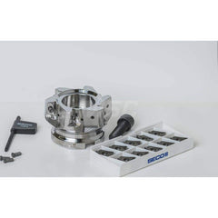 Indexable Square-Shoulder Face Mill:  DBLETURBO_16_3.00P_KIT,  3'' Cut Dia,  0.5910″ Max Cutting Depth Uses  6,  16 Inserts,  Through Coolant,  Series  Double Turbo