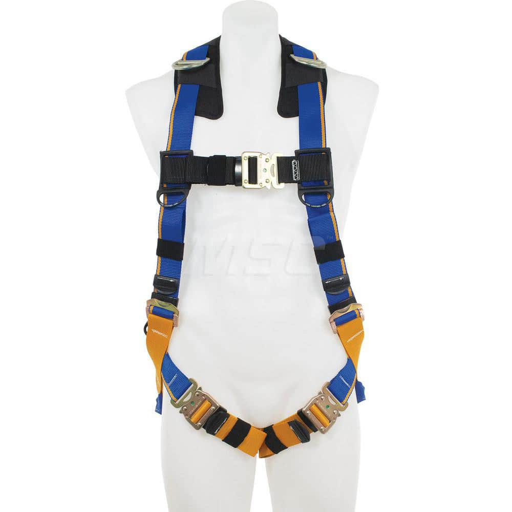 Fall Protection Harnesses: 400 Lb, Back and Side D-Rings Style, Size 2X-Large, For Retrieval & Rescue, Back & Shoulder