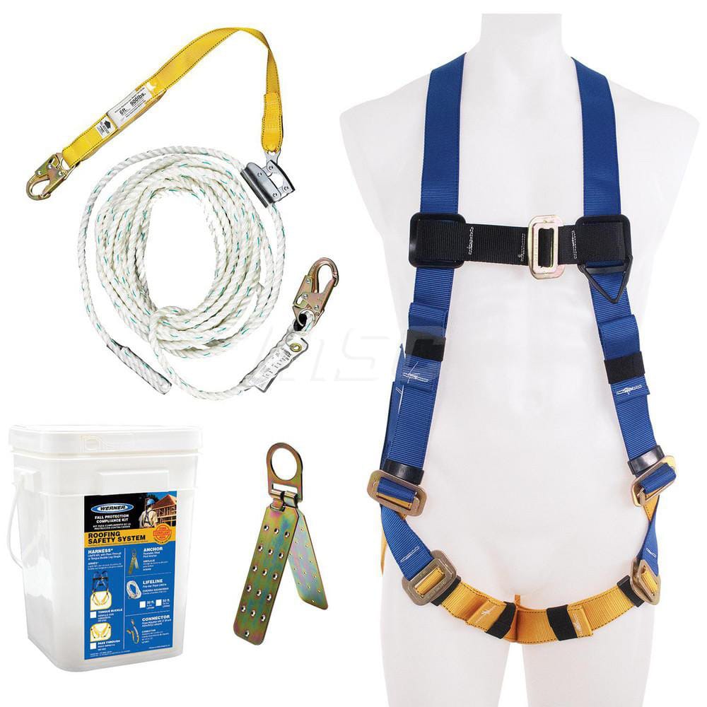 Fall Protection Harnesses: 400 Lb, Single D-Ring Style, Size Medium & Large, For General Industry, Back