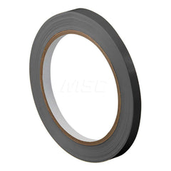 Packing Tape: 3/8″ Wide, 72 yd Long, Black, Natural Rubber & Solvent-Based Adhesive Unplasticized Polyvinyl Chloride, 2.4 mil Thick, 42 lb/in Tensile Strength