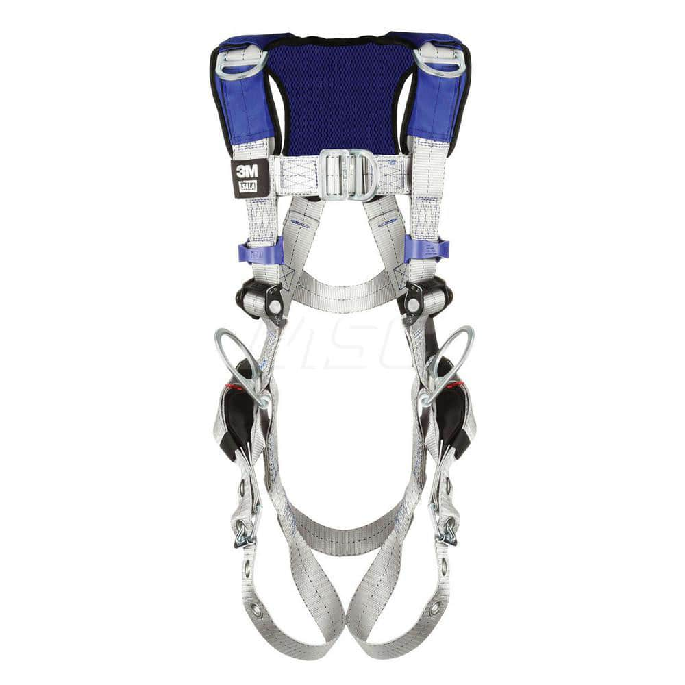 Fall Protection Harnesses: 420 Lb, Vest Style, Size 2X-Large, For Retrieval & Rescue, Back Front & Hips Tongue Leg Strap, Pass-Through Chest Strap