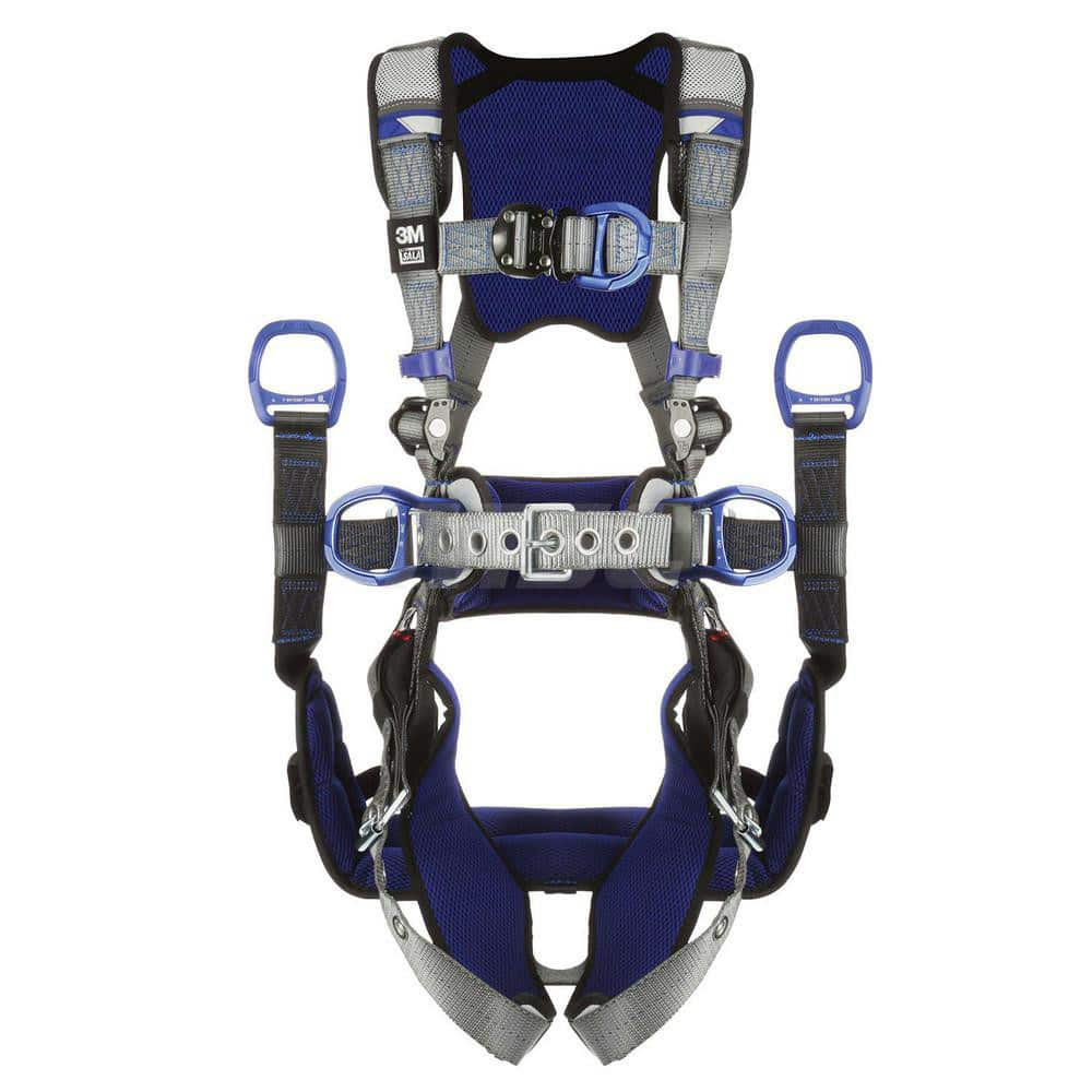 Fall Protection Harnesses: 420 Lb, Tower Climbers Style, Size X-Large, For Climbing, Back Front & Hips Tongue Leg Strap, Quick-Connect Chest Strap