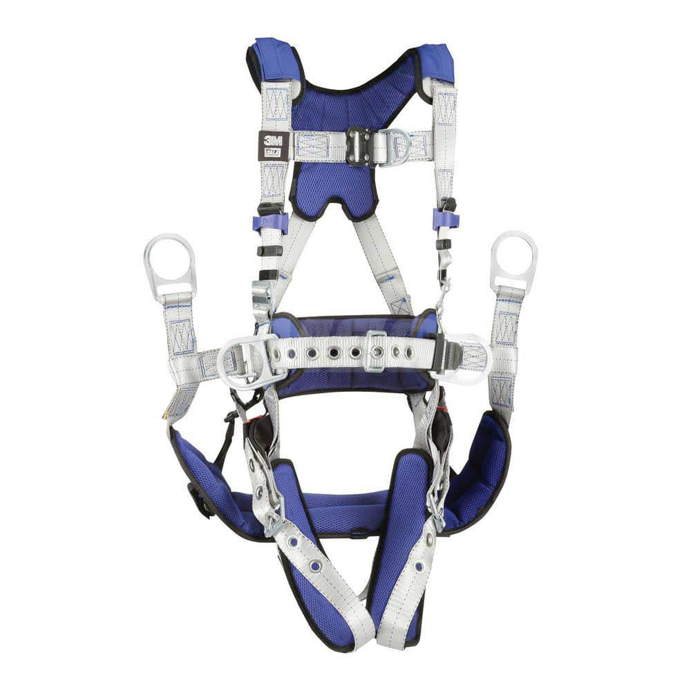 Fall Protection Harnesses: 420 Lb, Tower Climbers Style, Size Medium, For Climbing, Back Front & Hips Tongue Leg Strap, Quick-Connect Chest Strap